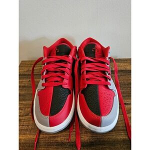 Air Jordan 1 Low Split Gym Black Red Cement Grey Sneakers Women's 8.5